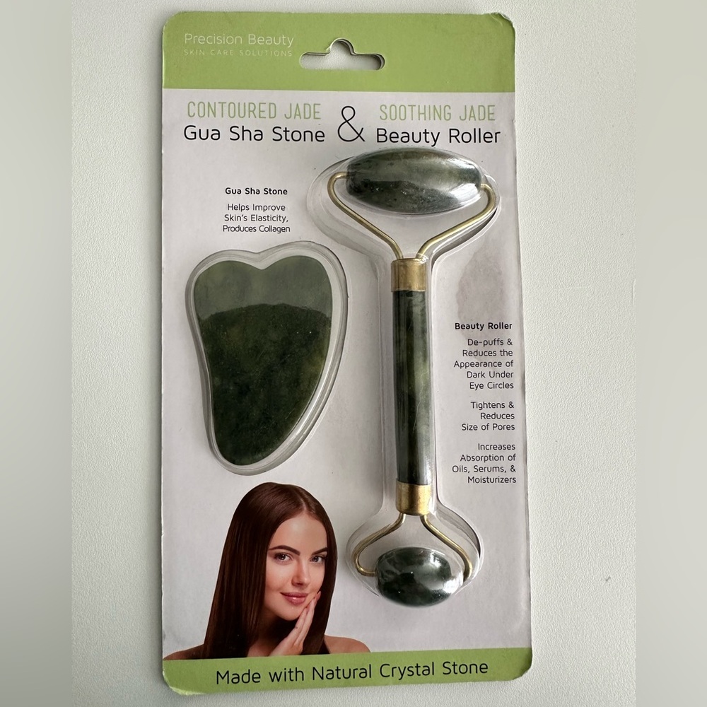 Jade Gua Sha Stone & Beauty Roller NWT